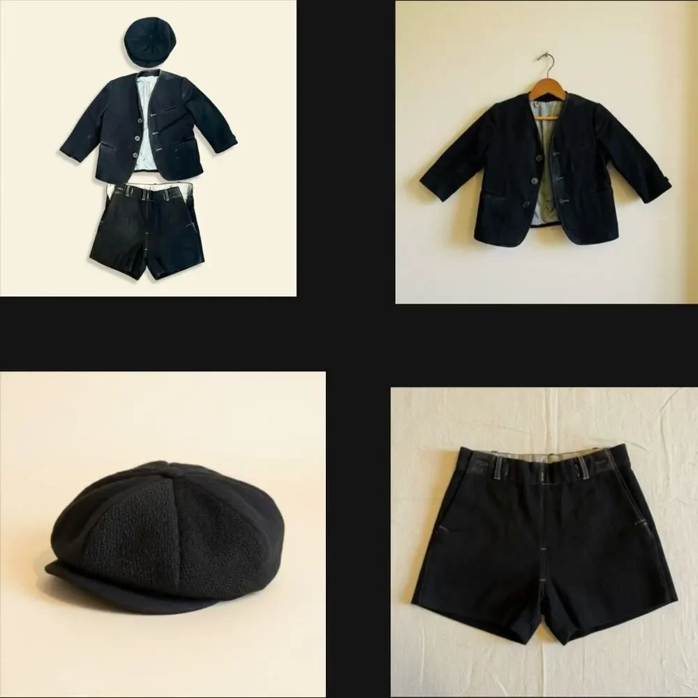 Antique 1920s Boys Wool Suit 3 Piece-Dayton Co-Newsboy Cap-Shorts-Jacket-2T 3T
